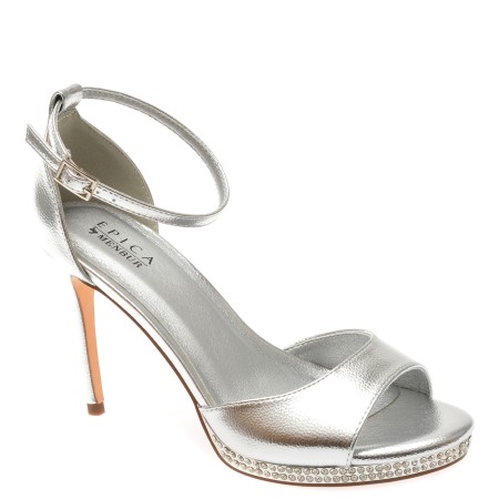 Sandale elegante EPICA BY MENBUR argintii, 25157, din piele ecologica