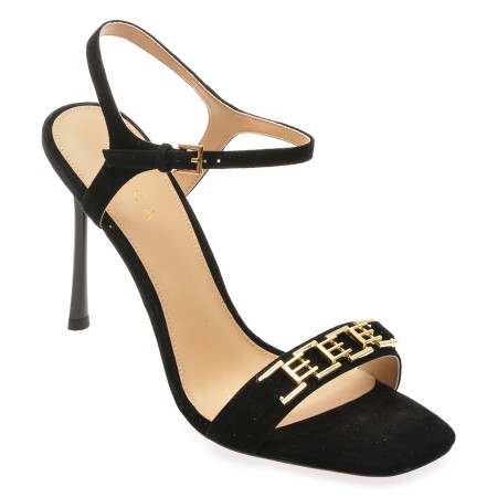 Sandale elegante EPICA negre, 9716, din piele intoarsa