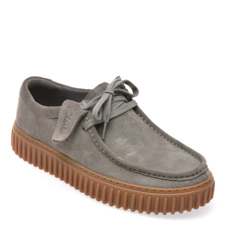 Mocasini casual CLARKS gri, TORHLO, din piele intoarsa, barbati