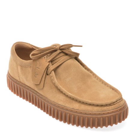 Mocasini casual CLARKS maro, TORHLO, din piele intoarsa, barbati