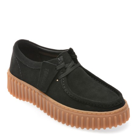 Mocasini casual CLARKS negri, TORHBEE, din piele intoarsa, femei