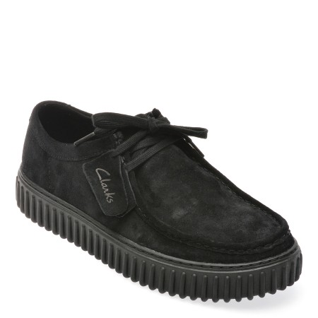 Mocasini casual CLARKS negri, TORHLO, din piele intoarsa, barbati