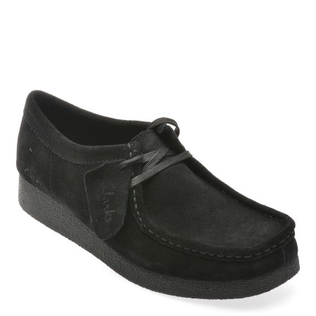 Mocasini casual CLARKS negri, WALEVSH, din piele intoarsa, femei