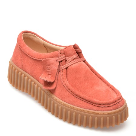 Mocasini casual CLARKS roz, TORHILL BEE, din piele intoarsa, femei