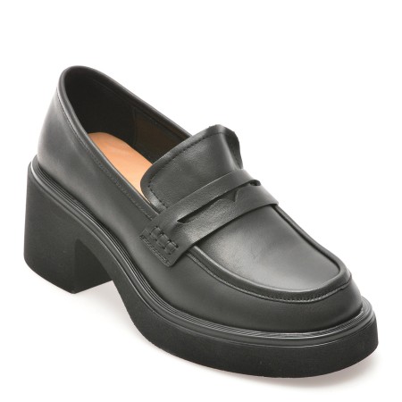 Mocasini casual EPICA negri, H18, din piele naturala, femei