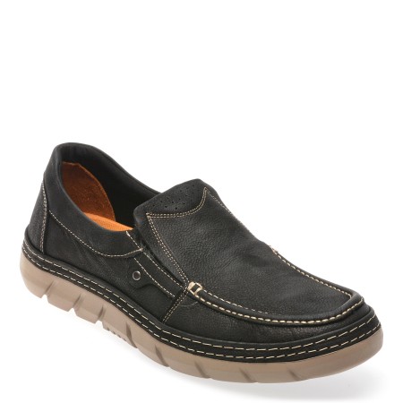 Mocasini casual PANORAMA negri, 4172481, din nabuc, barbati