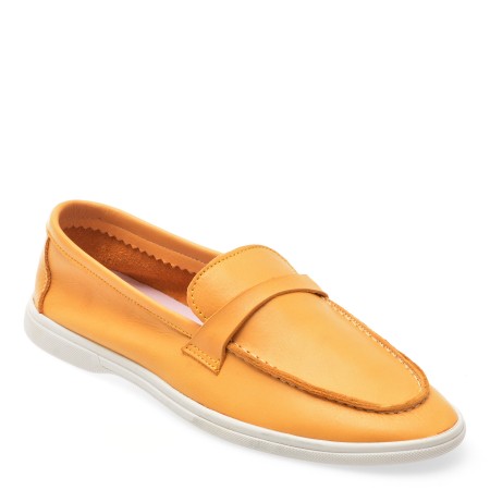 Mocasini casual SHOES galbeni, 3702, din piele naturala, femei