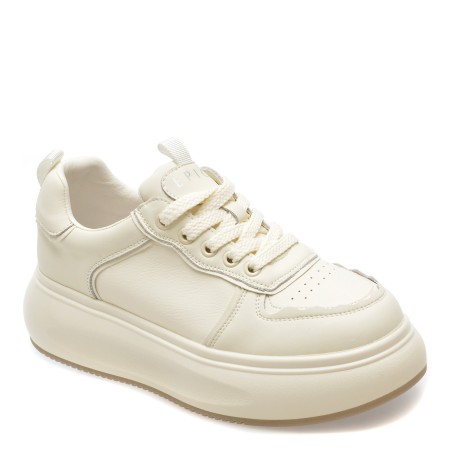 Pantofi casual EPICA albi, 230919, din piele naturala, femei