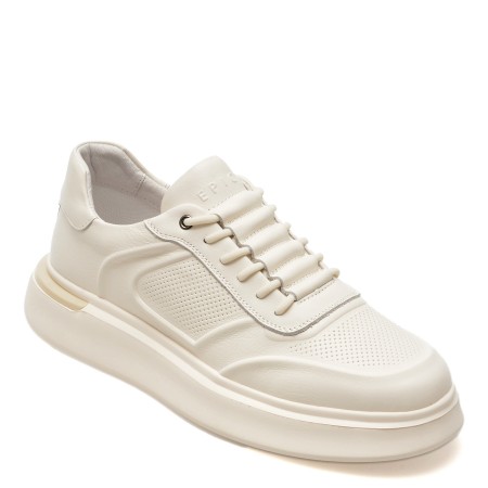 Pantofi casual EPICA albi, D3513, din piele naturala, barbati