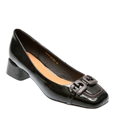 Pantofi casual EPICA negri, 19050D, din piele naturala lacuita, femei