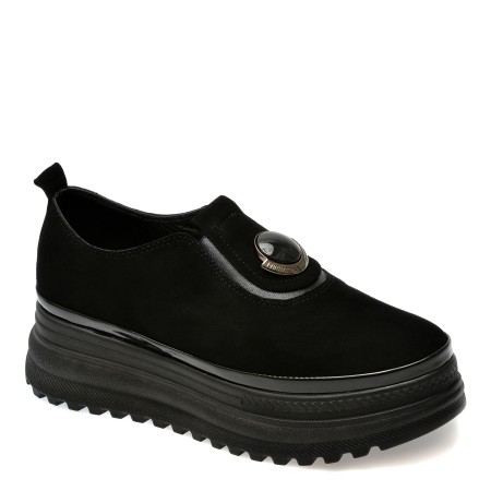 Pantofi casual EPICA negri, 387361B, din piele intoarsa, femei