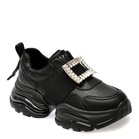 Pantofi casual EPICA negri, 9771, din piele naturala, femei
