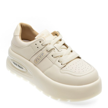 Pantofi casual FLAVIA PASSINI albi, 31C0039, din piele naturala, femei