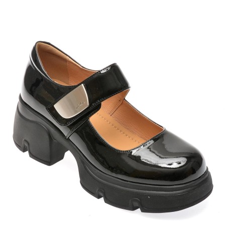 Pantofi casual FLAVIA PASSINI negri, 23210, din piele naturala lacuita, femei