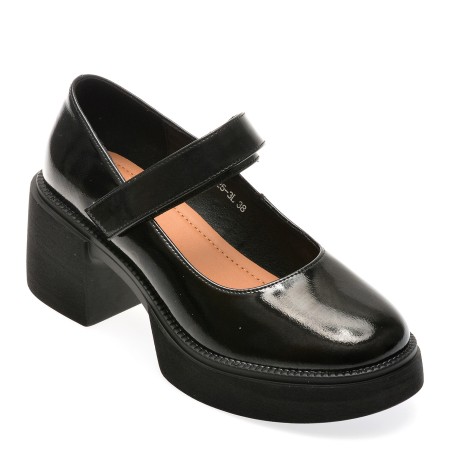 Pantofi casual FLAVIA PASSINI negri, B211253, din piele naturala lacuita, femei
