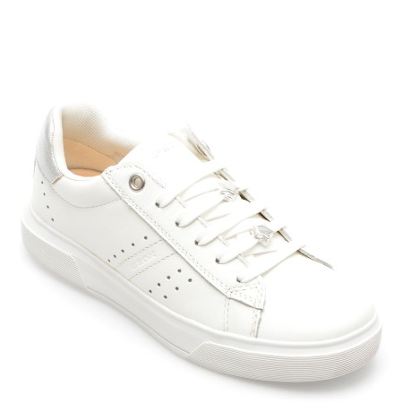 Pantofi casual GEOX albi, J45GCB, din piele naturala, fetite