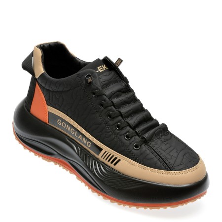 Pantofi casual GLSJ negri, 3153, din piele ecologica, barbati
