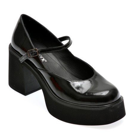 Pantofi casual GRYXX negri, 602069, din piele naturala lacuita, femei