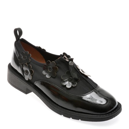 Pantofi casual GRYXX negri, 6184508, din material textil si piele naturala lacuita, femei
