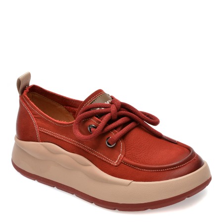 Pantofi casual GRYXX rosii, 63656, din piele naturala, femei