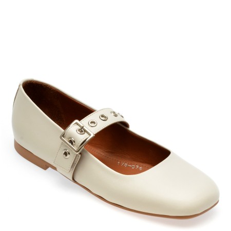 Pantofi casual IMAGE albi, 208178, din piele naturala, femei