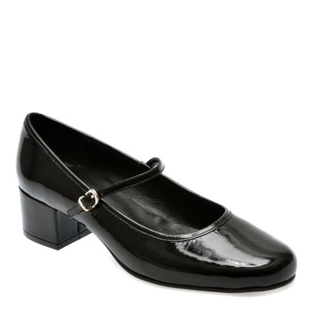 Pantofi casual IMAGE negri, 260900, din piele naturala lacuita, femei