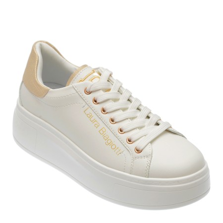 Pantofi casual LAURA BIAGIOTTI albi, 8432, din piele ecologica, femei