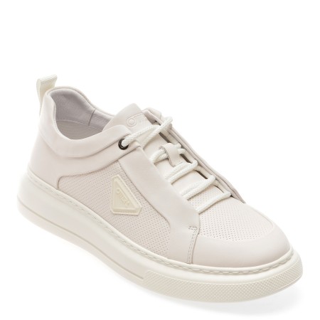 Pantofi casual OTTER albi, 30301, din piele naturala, barbati