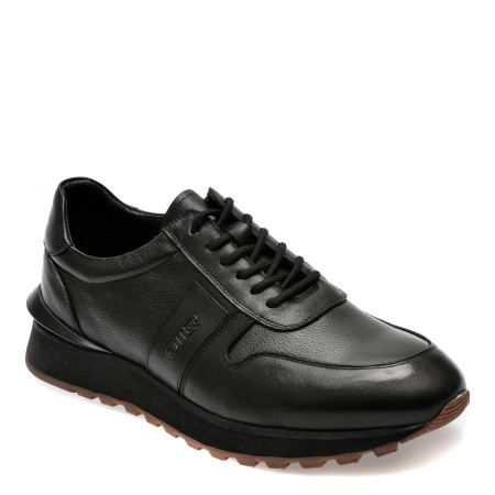 Pantofi casual OTTER negri, 11551, din piele naturala, barbati