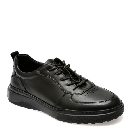 Pantofi casual OTTER negri, 223612, din piele naturala, barbati