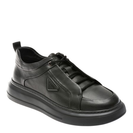 Pantofi casual OTTER negri, 30301, din piele naturala, barbati
