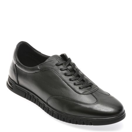 Pantofi casual OTTER negri, 33501, din piele naturala, barbati