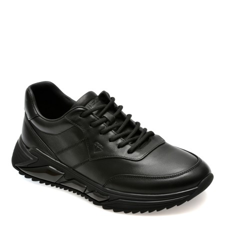 Pantofi casual OTTER negri, 8977, din piele naturala, barbati