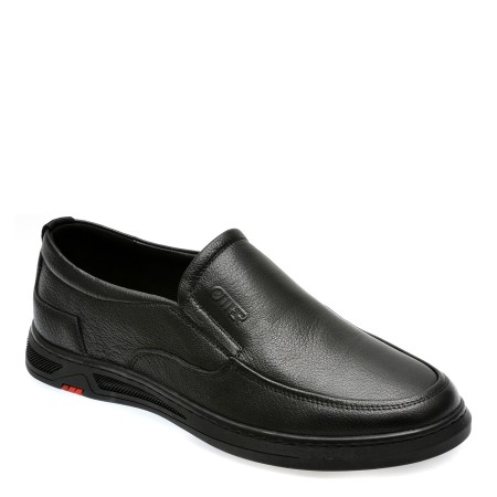 Pantofi casual OTTER negri, L24001, din piele naturala, barbati