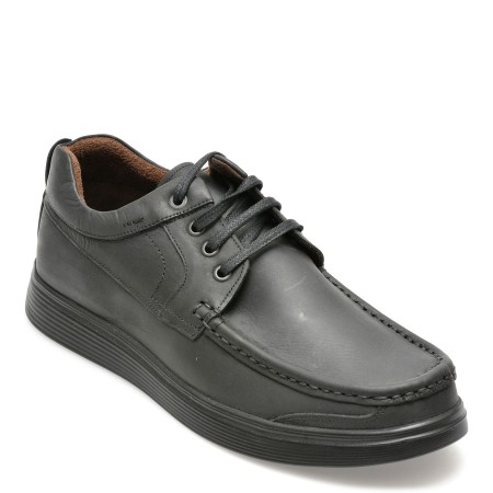 Pantofi casual OTTER negri, TUR80, din piele naturala, barbati