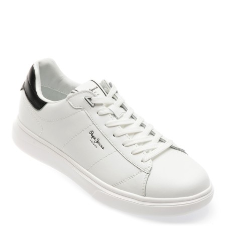 Pantofi casual PEPE JEANS albi, MS30981, din piele naturala, barbati