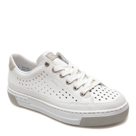 Pantofi casual RIEKER albi, L8849, din piele ecologica, femei