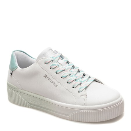 Pantofi casual RIEKER albi, W0704, din piele ecologica, femei