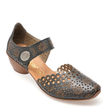 Pantofi casual RIEKER bleumarin, 437531,din piele naturala, femei
