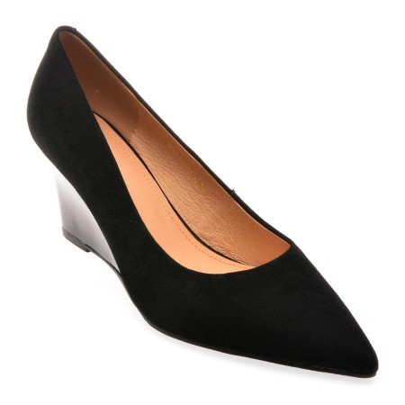 Pantofi eleganti EPICA negri, UZ2023, din piele intoarsa, femei