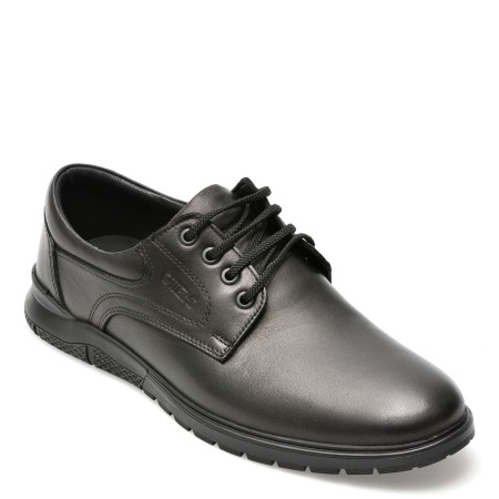 Pantofi OTTER negri, 555, din piele naturala, barbati