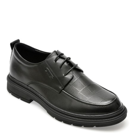 Pantofi OTTER negri, E630008, din piele naturala, barbati