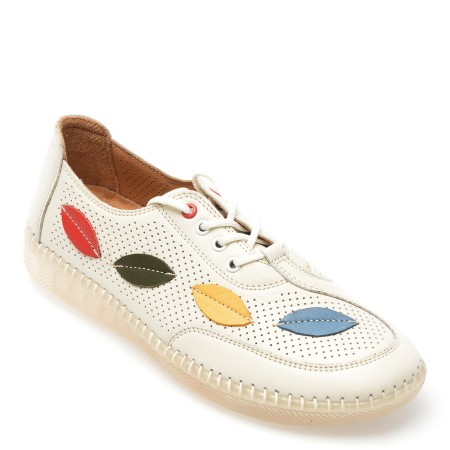 Pantofi OZIYS albi, 22110, din piele naturala, femei