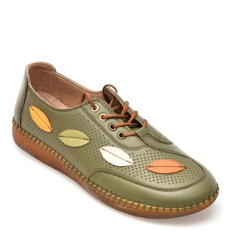 Pantofi OZIYS kaki, 22110, din piele naturala, femei