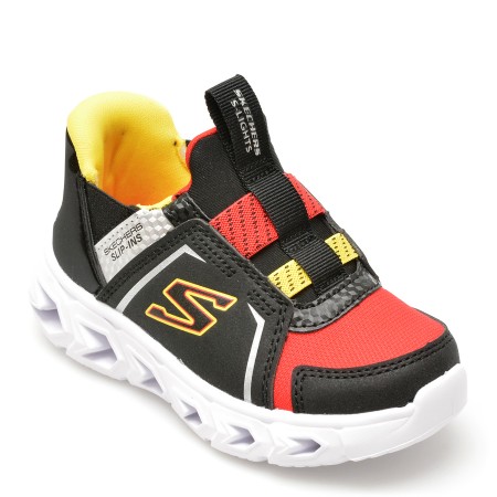 Pantofi SKECHERS negri, HYPNO-FLASH 2.0, din piele ecologica, baieti