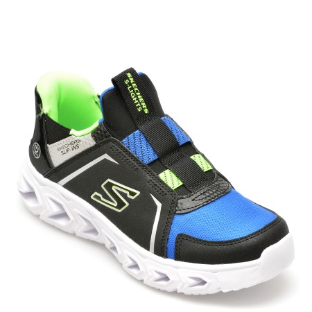 Pantofi SKECHERS negri, HYPNO-FLASH 2.0, din piele ecologica, baieti