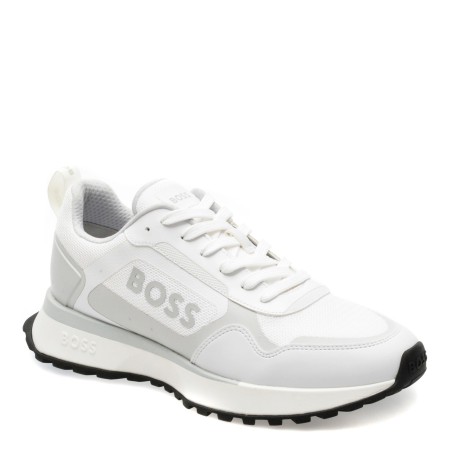 Pantofi sport BOSS albi, 7300, din piele ecologica, barbati