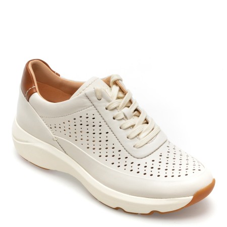 Pantofi sport CLARKS albi, TIVOLI GRACE, din piele naturala, femei
