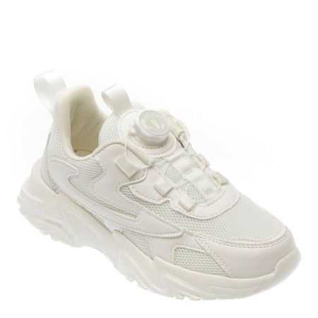Pantofi sport DEERWAY albi, 2313, din material textil si piele ecologica, copil