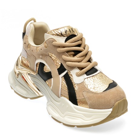 Pantofi sport EPICA aurii, 20262, din material textil, femei